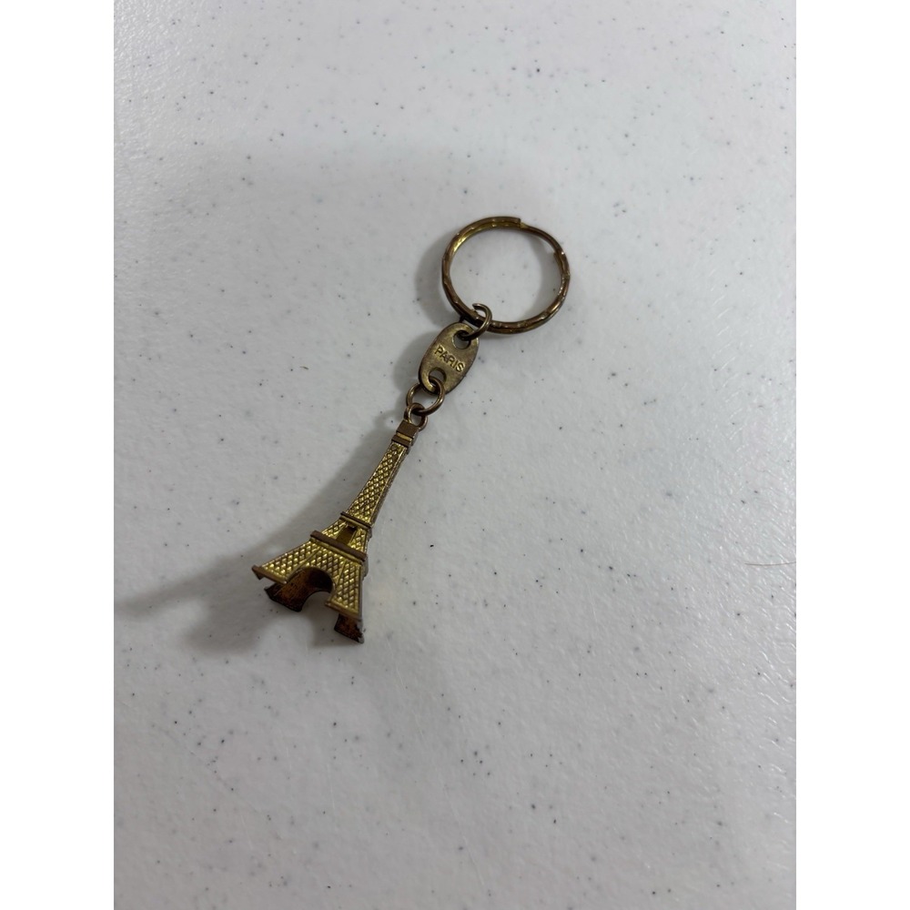 Vintage Paris Keychain Eiffel Tower Gold Souvenir Collectible Travel France